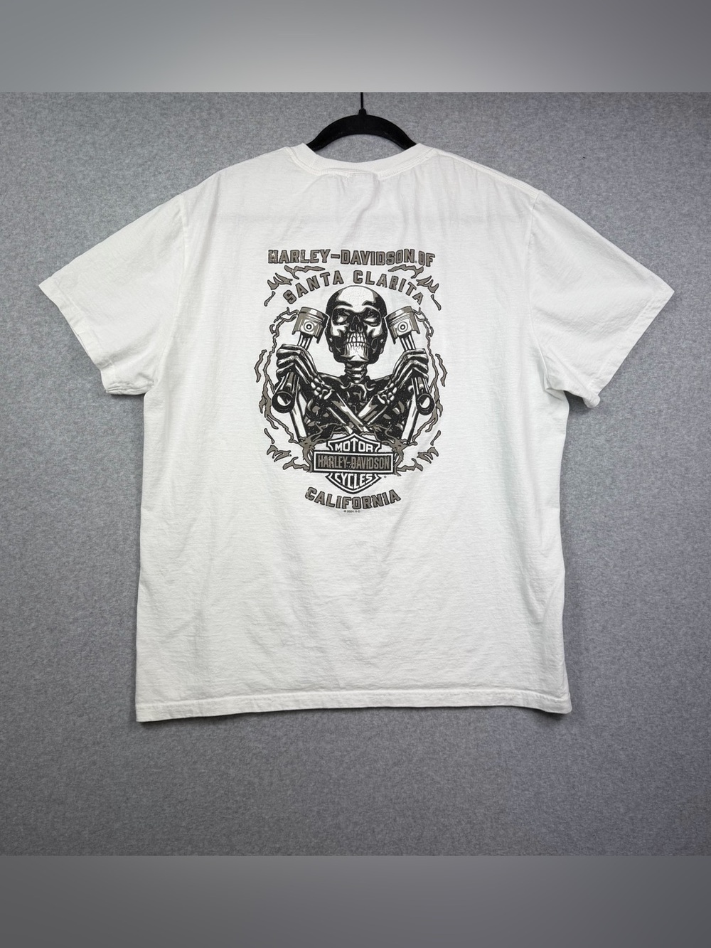 Harley Davidson Santa Clarita California Skull Piston White Tshirt Men’s Size XL